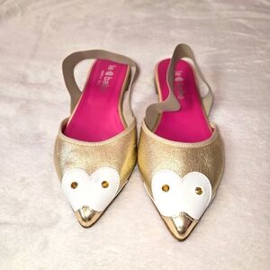 Le babe rubber slingback flats leather sandals US 6, EU 37